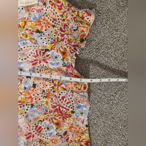 Solitaire Spring Floral Ruffle Sleeve & Waist Detail Embroidery Size Small - Picture 7 of 8